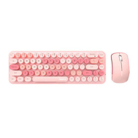 MOFII Bean 2.4G růžová / Set bezdrátové klávesnice + myši / US layout / 2.4Ghz USB dongle / 1200DPI (SMK-676367AG Pink)