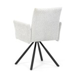 Židle jídelní, krémová látka, černý kov, otočný mechanismus 90°/90° (L/P) - funkce reset