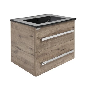 Koupelnová skříňka s černým umyvadlem SAT Cube Way 60x53x46 cm dub wellington mat CUBE46602DWMODC CUBE46602DWMODC