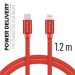 Swissten kabel Textile USB-C/LIGH 1,2m, červená