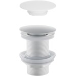 CERANO Umyvadlová výpusť - 5/4“ click-clack bez přepadu + kryt z litého mramoru - 10/60mm - bílá matná