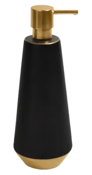 Spirella JOSHUA černo-zlatý / Dávkovač mýdla / keramika / 650 ml