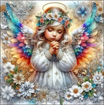 Diamantové malování Andílek s duhovými křídly