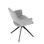 Židle jídelní, šedá látka, 360° vratný mechanismus, černý kov