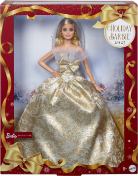 Barbie vánoční panenka blondýnka 2025 - Mattel Barbie