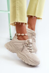 Dámské tenisky na masivní podrážce s ozdobným šněrováním béžové Relissa 38