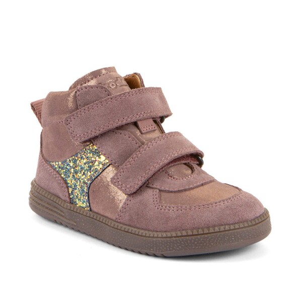 Dívčí celoroční kožené kotníkové barefoot boty LOOP HIGH-TOPS PINK/GOLD Froddo G2110157-5 - 33