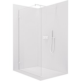 CERANO Sprchová zástěna Walk-in Orbis Round L/P - 8 mm - kulatá vzpěra - bílá matná, transparentní sklo - 150x200 cm