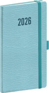 Týdenní diář 2026 NOTIQUE kapesní - Rivoli světle modrý, 9 x 15,5 cm