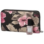 Pouzdrová dámská koženková peněženka Flowers, černá