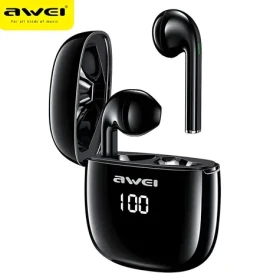 Awei T28P černá / Bezdrátová sluchátka / TWS / Bluetooth 5.0 / IPX4 / LED displej / dobíjecí pouzdro (T26)