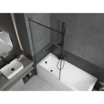 MEXEN/S - Next L vanová zástěna FIX 90 x 150, černá vzor, grafit metal 895-090-000-03-70-95