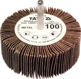 YATO Brusný lamelový kotouč / Radiální 80x30 mm / Průměr stopky 6 mm / Zrnitost 80