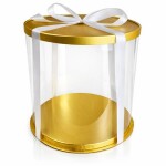 Cake Star Cake Star 4Cake Plastový kulatý box na dorty zlatý bez stuhy (26 x 26 x 31 cm)