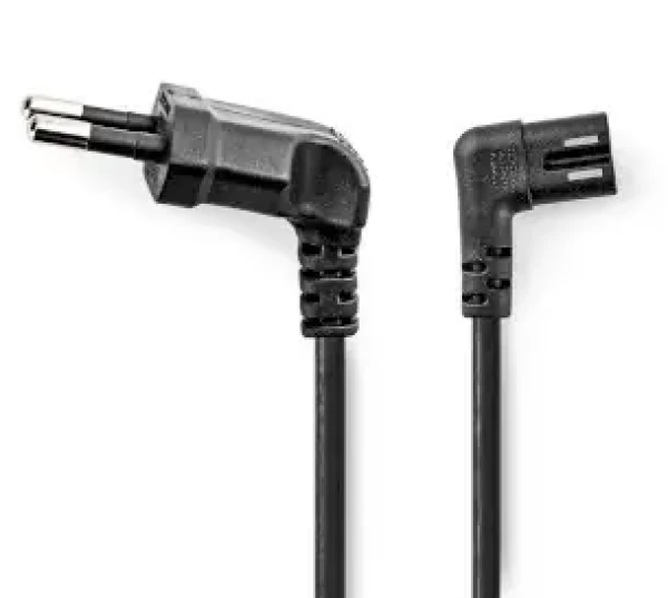 Nedis napájecí kabel Euro - IEC-320-C7 černá / Napájecí kabel / úhlový levý / poniklovaný / 3 m (CEGL11055BK30)