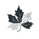 Luxusní podzimní brož se zirkony Luz - javorový list, Stříbrná