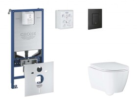 GROHE - Rapid SLX Set předstěnové instalace, klozetu, sedátka SoftClose a tlačítka Even, phantom black SANI11BB5110