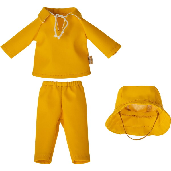 Maileg Pláštěnka a kalhoty pro medvídka Maileg Teddy Dad Yellow, žlutá barva, textil