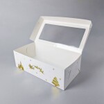 Dortisimo Vánoční krabice na cukroví bílo-zlatá nepromastitelná (40 x 20 x 13 cm)