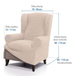 Super strečové potahy RUBINIA smetanová křeslo ušák (š. 70 - 95 cm)