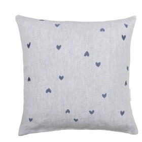 Bastion Collections Lněný povlak na polštář Blue All Hearts 60 x 60 cm, modrá barva, textil