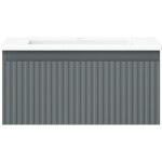 MEXEN/S - Rivel koupelnová skříňka 50 cm s umyvadlem Otis, 1 šuplík, reliéf , grafit mat/bílá mat 91A20-05023-1-BF66-W18M01