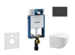 GEBERIT - Kombifix Set předstěnové instalace, klozetu Gaia a sedátka softclose, tlačítko Sigma30, matná černá/černá SANI15CA5105