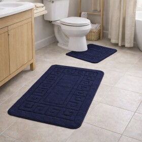 DumDekorace Dvoudílná koupelnová sada MONTANA ETHNIC v safírově modré barvě Šířka: 50 cm | Délka: 80 cm