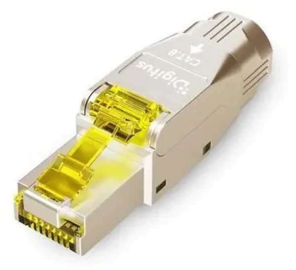 Digitus RJ45 konektor CAT 8.1 stříbrno-žlutý / RJ45 konektor / Stíněný / Montáž bez nářadí / 2000 MHz / PoE++ (DN-93838)