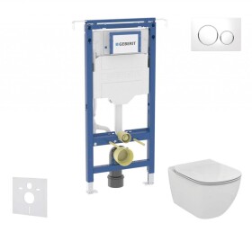 GEBERIT - Duofix Set předstěnové instalace, klozetu a sedátka Ideal Standard Tesi, tlačítka Sigma20, Aquablade, SoftClose, bílá/lesklý chrom SANI11CD3137