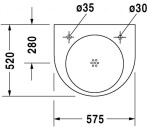 DURAVIT - Architec Umyvadlo bezbariérové, 58x52 cm, bez přepadu, bílá 0443580000