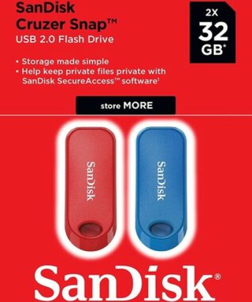 SanDisk Cruzer Snap 32 GB červená modrá 2 ks / Flash Disk / USB 2.0 (SDCZ62-032G-G46TW)