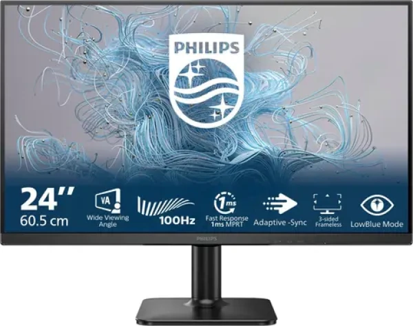 23.8" PHILIPS 24E2N1100LB/00 černá / VA / 1920 x 1080 / 100Hz / 1ms / 250cd / HDMI / VGA / VESA (24E2N1100LB/00)