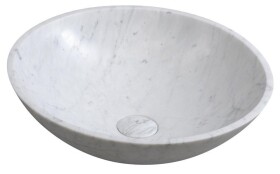 SAPHO - BLOK kamenné umyvadlo na desku Ø 42cm, bílá carrara mat 2401-42
