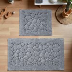 DumDekorace Sada 2 bavlněných koupelnových předložek BOSTON 10 - šedá Šířka: 60 cm | Délka: 100 cm