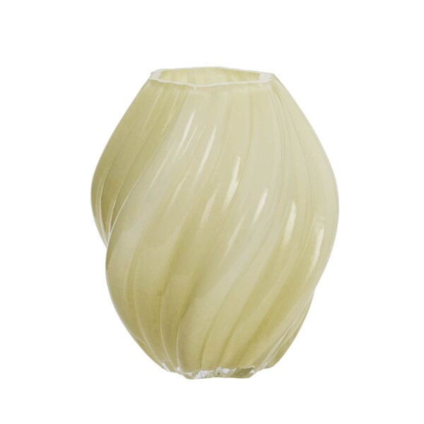 MADAM STOLTZ Skleněná váza Yellow 24 cm, žlutá barva, sklo