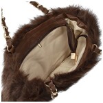 Módní dámská plyšová kabelka do ruky Lilith, tmavě hnědá