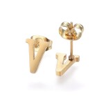 Sada přívěsku a náušnic z nerezové oceli - písmeno - zlatá - 20 ~ 23 mm x 13 ~ 19 mm - 1 ks Písmena: E