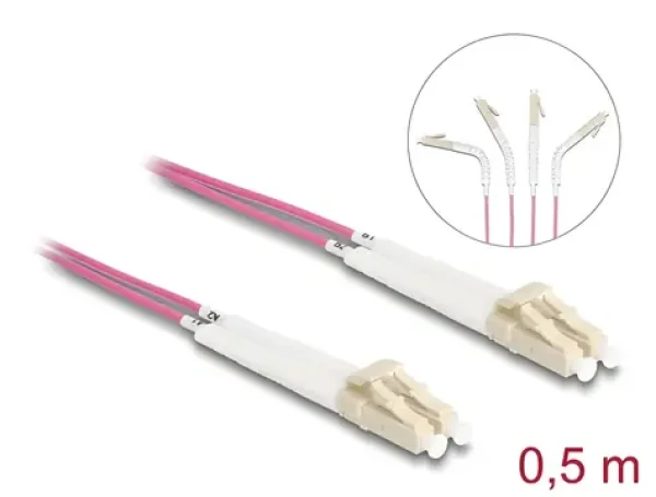 Delock Optický kabel LC-LC / Multimode OM4 / s otočnými konektory / 0,5 m (88086)