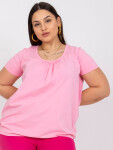 Světle růžová bavlněná halenka Celeste plus size 2XL