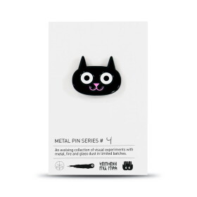 Studio Arhoj Odznáček Cat, černá barva, kov