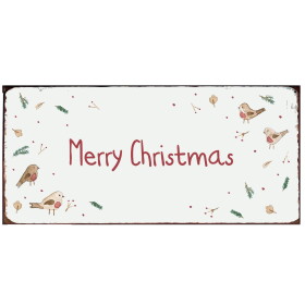 Ib Laursen Plechová cedule Merry Christmas, červená barva, kov