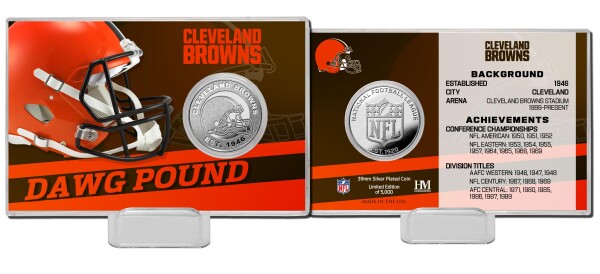 Highland Mint Mince Cleveland Browns NFL Team History Silver Coin Card