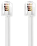 Nedis telefonní kabel bílá / Kabel / RJ11 - RJ11 / Plochý / 5 m (TCGL90200WT50)
