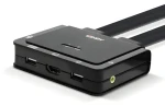 Lindy KVM přepínač 2 porty HDMI/USB-C/USB 2.0 černá / KVM přepínač / 4K 60Hz / audio výstup / kabel 1,2 m (42347)