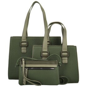 Módní dámský koženkový set kabelek Shanya, tmavě zelený