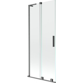 MEXEN/S - Velar L dvoukřídlá posuvná vanová zástěna 80 x 150, transparent, grafit kartáčovaná 896-080-003-01-66