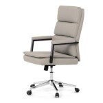 Křeslo kancelářské, béžová ekokůže, kříž kov chromový, houpací mechanismus, čalouněné područky