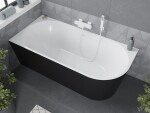 MEXEN/S - Mia volně stojící rohová vana levá 180 x 80, bílá/černá, sifon a přepad bílá 52691808075L-20