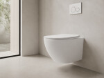 CERANO - WC závěsné Cesso, Rimless - bezokrajové splachování + Slim/SoftClose sedátko - bílá lesklá - 49x36 CER-417341